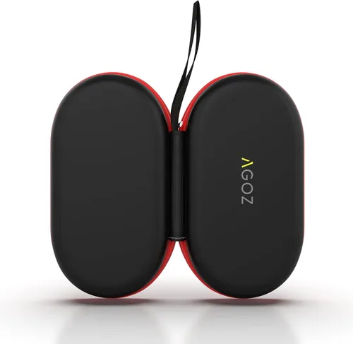 Vista 6 de AGOZ Funda de viaje para medicamentos para inhaladores de asma, soporte para inhalador con cierre de cremallera y correa para la muñeca (negro/rojo)