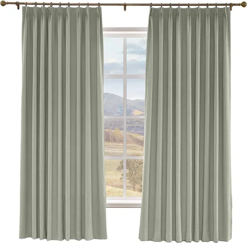 Vista 12 de Macochico Cortinas opacas de lino sintético de 52 pulgadas de ancho x 63 pulgadas de largo, panel de cortinas plisadas para dormitorio, aulas