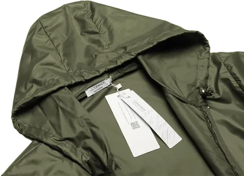 Vista 4 de COOFANDY Chaqueta impermeable plegable para hombre, impermeable, con capucha, ligera, clásica, para ciclismo