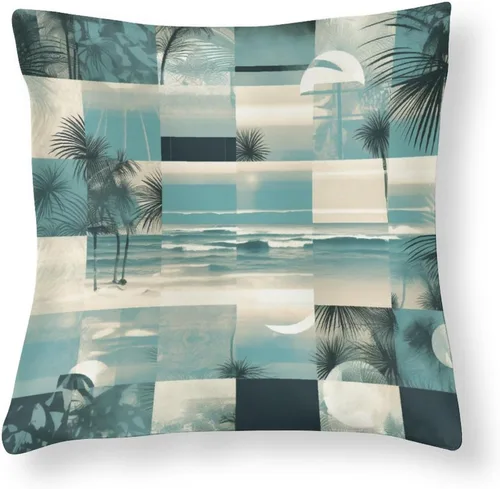 Vista 13 de Fundas de almohada cuadradas de satén rústico de dibujos animados con cremallera de 16 x 16 pulgadas, fundas de almohada para sofá, muebles