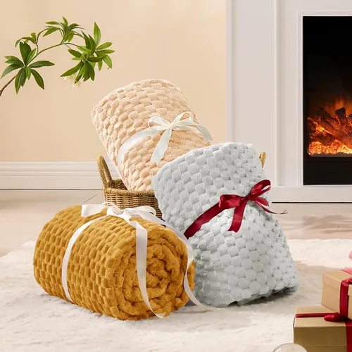 Vista 192 de BEDELITE Manta de forro polar para sofá y cama, manta decorativa de jacquard 3D de almendra, súper suave y acogedora, manta mullida cálida adecuada