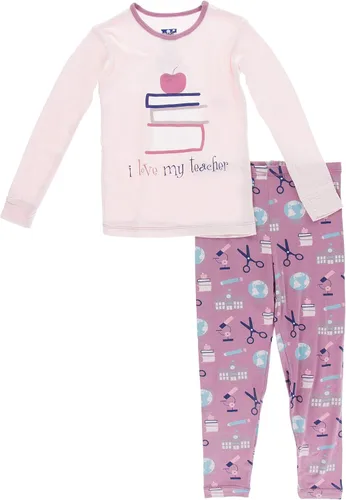 Vista 10 de KicKee Pants Conjunto de pijama de manga larga con estampado de piezas