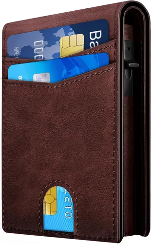 Vista 9 de QLD 2026 - Cartera para hombre con bloqueo RFID, delgada y minimalista Negro