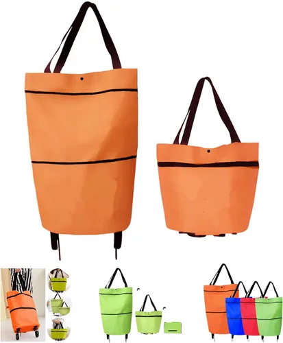 Vista 8 de Carrito de compras plegable 2 en 1 2023, bolsa de compras plegable portátil con ruedas, bolsa de compras ligera impermeable con ruedas, bolsa