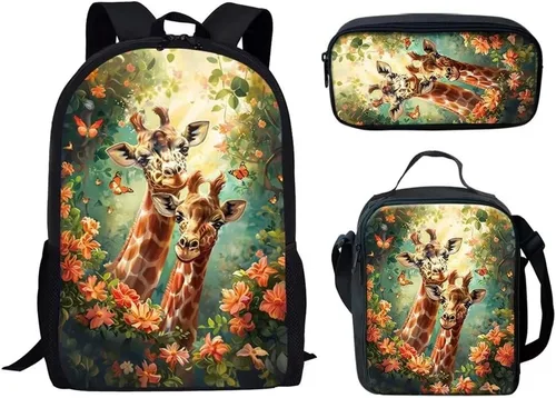 Vista 136 de HUGS IDEA Juego de 3 bolsas escolares con aislamiento térmico para el almuerzo, estuche para lápices