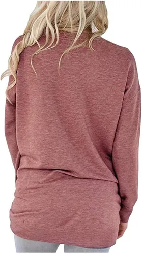 Vista 4 de ONLYSHE - Sudadera para mujer, cuello redondo, casual, holgada camiseta manga larga