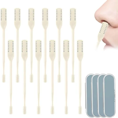 Vista 15 de Cortador nasal de pelo para mujeres y hombres, herramienta de depilación manual giratoria de 360°, cuchilla de vello nasal de doble cara