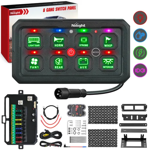 Vista 13 de Nilight Sistema de relé de control de circuito azul 12V 24V del panel