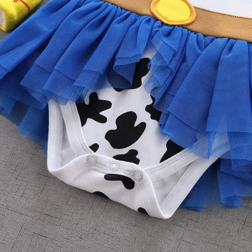 Vista 5 de Disfraces de princesa para bebés, vestido de tutú con mameluco y diadema para cumpleaños, Halloween, Navidad, conjunto elegante de fiesta