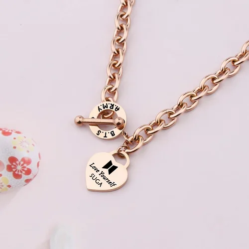 Vista 5 de TTJHGYQO Pulsera Love Yourself Collar Kpop, regalo inspirador para amantes de Kpop, joyería A.R.M.Y, collar para fanáticos de Kpop para mujer