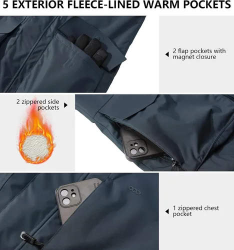 Vista 3 de 33,000ft Chaqueta de invierno impermeable aislada con capucha, abrigos largos Anorak acolchado cálido parka para esquí deportes de nieve