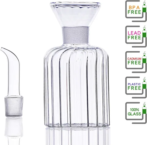 Vista 4 de Botella dispensadora de aceite de vidrio de 5 onzas, sin embudo necesario decantador de cruet