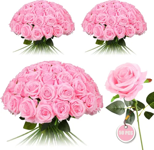 Vista 10 de Rosas artificiales negras – 10 piezas de rosas artificiales falsas de seda con tallos para decoración del hogar, boda, hotel, oficina, centro de mesa