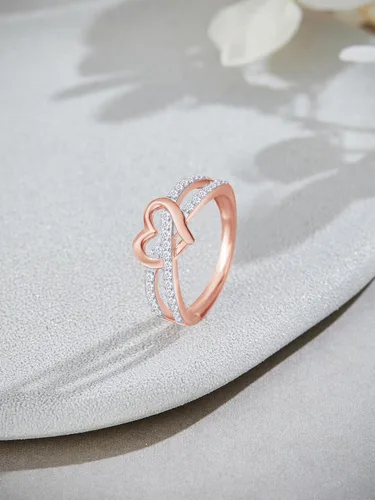 Vista 5 de AFFY Split Shank Infinity Heart Promise Ring for Women In Sterling Silver A: oro rosa 925