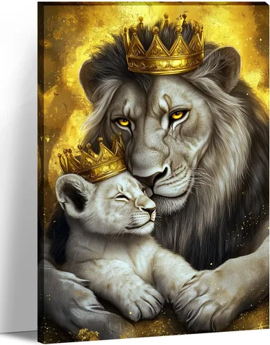 Vista 11 de LYUNSHUO Lienzo decorativo para pared, diseño de león y leona, animales en blanco y negro, imágenes de pareja, pintura abstracta de vida silvestre