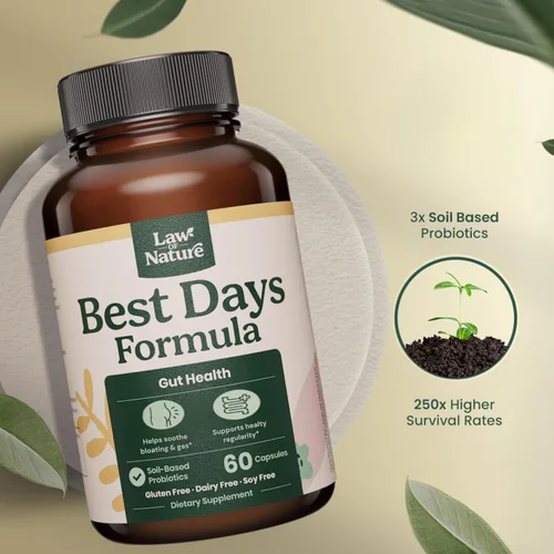 Vista 3 de Best Days Formula Soporte intestinal avanzado 5 en 1 para hinchazón, gases e irregularidad Probióticos a base de suelo + prebióticos