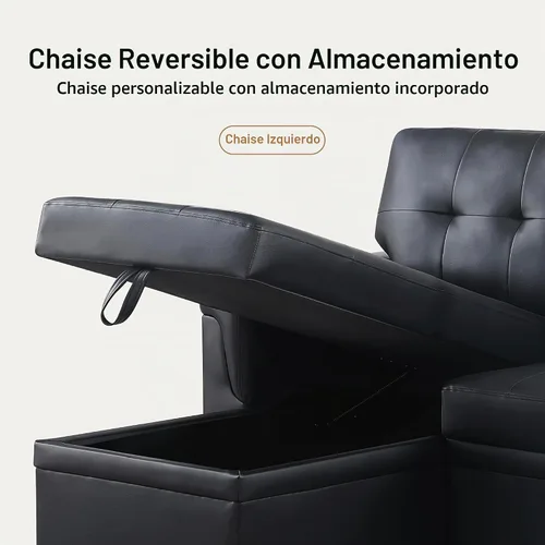 Vista 5 de Lilola Home Lucca - Sofá cama modular reversible de 84 pulgadas con cama Negro