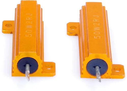 Vista 2 de Resistor de carcasa de aluminio electrónico de 50 vatios, 2 ohmios, 5% bobinado de alambre, color dorado (paquete de 2)