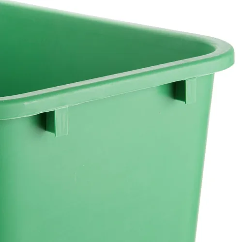 Vista 4 de TableTop King Cubo de basura rectangular verde de 41 cuartos de galón / 10 galones