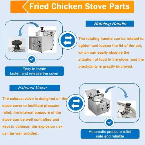 Vista 9 de Estufa de pollo frito de alta presión de 16L Freidora de presión de encimera comercial de 110 V Máquina de pollo frito eléctrica de 3000 W Máquina