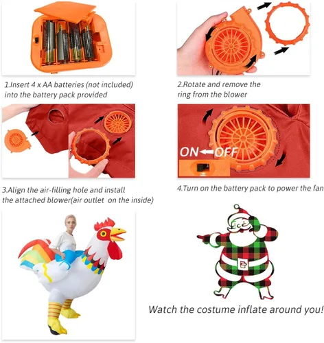 Vista 5 de Luxanna Disfraz inflable para adultos, Navidad, Halloween, fiesta, cosplay, traje de hombre y mujer, disfraz divertido de cuerpo completo