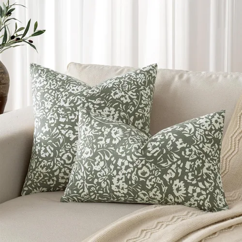 Vista 5 de MIULEE Juego de 1 funda de almohada floral de 12 x 20 pulgadas, fundas de almohada decorativas de lino neutro para sofá y sillón, sala de estar