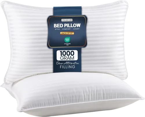 Vista 13 de Utopia Bedding - Almohadas de cama para dormir de tamaño estándar (blanco), juego de 2, calidad de hotel refrescante, para dormir de espalda, boca