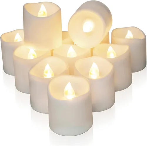 Vista 8 de Homemory - Paquete de 12 velas votivas sin llama con temporizador LED, luz de té de larga duración a pilas con temporizadores, ciclo de 6 horas