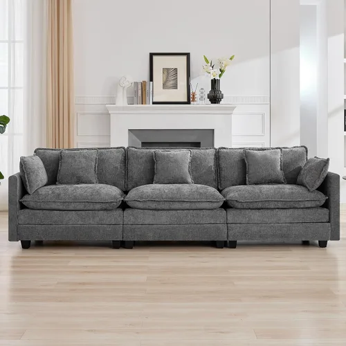 Vista 110 de Sofá modular en forma de nube de 113 pulgadas, sofás de asiento profundo de gran tamaño para sala de estar, sofá modular tapizado de chenilla