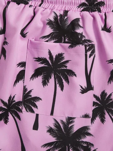 Vista 111 de GORGLITTER Conjunto de 2 piezas de camiseta gráfica de manga corta para hombre, estampado hawaiano con cordón y pantalones cortos