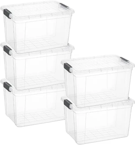 Vista 21 de Superio Contenedor de plástico transparente de 7.4 cuartos con tapa, no tóxico, sin BPA, sin olor, caja de almacenamiento organizadora, recipiente