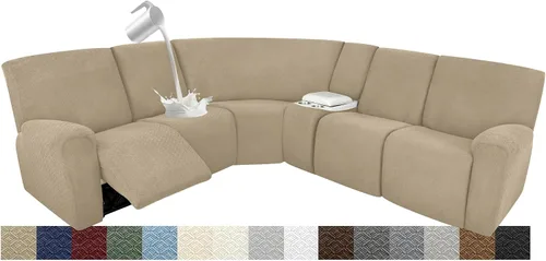 Vista 55 de Fundas impermeables de sofá reclinable modular para sofás reclinables, lavable en forma de L, para perros, fundas elásticas para sofá reclinable
