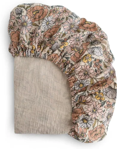 Vista 22 de mushie Sábana bajera ajustable de muselina extra suave para cuna, 192 hilos, 28 x 52 pulgadas (azul bebé)