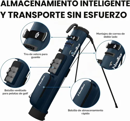 Vista 3 de Bolsa de golf Par 3, ultra ligera, pequeña bolsa de golf para par 3 y campos ejecutivos Azul (Atlantic Blue)
