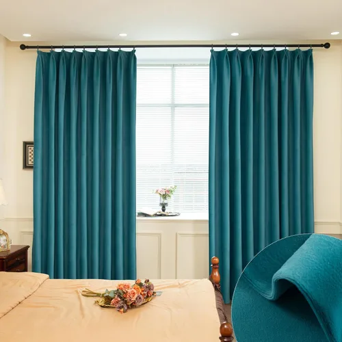 Vista 8 de MUMFAS Panel de Cortina con Pliegues Pellizcos de Terciopelo Sólido con Aislamiento Térmico 95% Opaca para Puerta de Patio para Barra Transversal