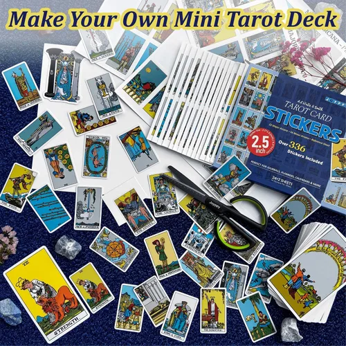 Vista 3 de Joyppy 336 piezas de adhesivos de tarot - 6.3 cm x 3.6 cm (2.5" x 1.4") - 4 juegos de adhesivos de cartas de tarot completos RWS para diario