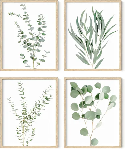 Vista 10 de HAUS AND HUES Arte de pared floral gris, juego de 4 pósteres de plantas para pared vintage, impresiones botánicas, cuadros de flores en blanco
