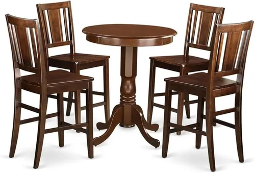 Vista 7 de East West Furniture EDBU3-MAH-LC - Juego de mesa de comedor de 3 piezas, altura de mostrador, 30 x 30, caoba