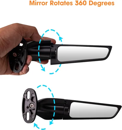 Vista 2 de Espejos retrovisores de carreras para motocicleta, espejos 360° rotativos y sigilosos, compatibles con Honda CBR300R CBR500R CBR600RR CBR1000RR