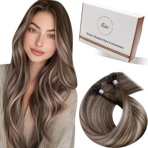 Vista 29 de 【Descuento】Hetto - Extensiones de cabello con cinta adhesiva, 40g, extensiones de cabello humano, color rubio ceniza oscuro degradado a rubio medio