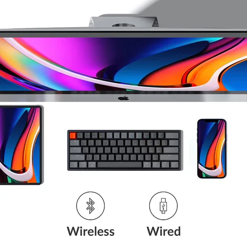 Vista 3 de Keychron Teclado mecánico inalámbrico K12 con 60% de diseño Bluetooth/USB con interruptor marrón Gateron G Pro/Retroiluminación RGB/Rollover