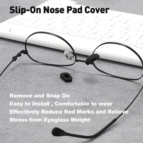 Vista 5 de Fundas de almohadilla de nariz para lentes, almohadilla de silicona antideslizante para lentes, fundas protectoras para gafas almohadillas para Negro