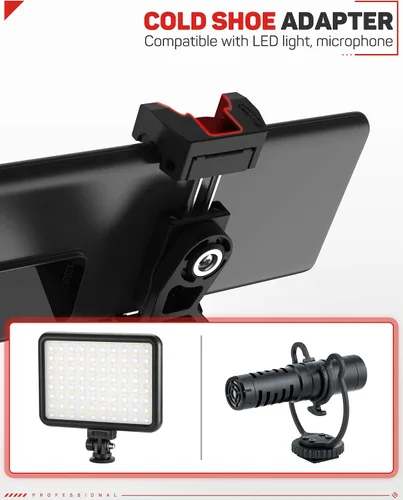 Vista 4 de IFOOTAGE Adaptador universal de montaje de trípode para teléfono con zapata fría, soporte de teléfono celular de rotación de 360° para trípode