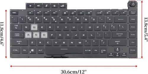 Vista 8 de Teclado de repuesto compatible con Asus G512 G531GD G531GT G531GU G531GV G531GW G532 GL531 G15 6037B0203201 (la luz de fondo es de ocho puntadas)