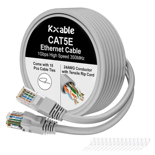 Vista 9 de Cable Ethernet Cat5e de 25 pies, cable de Internet Cat 5e largo, cable de conexión sin enganches negro, flexible, red, LAN, PoE, conector RJ45