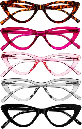 Vista 5 de Yogo Vision Reading Glasses Readers for Women Cateye Eyeglasses and Light Spring Hinge Frame