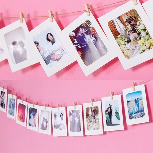 Vista 3 de Perfect 4U 40 piezas blanco decoración del hogar, 4 x 6 pulgadas, papel de fotos Flim DIY pared marco colgante álbum álbum cuerda+clips conjunto