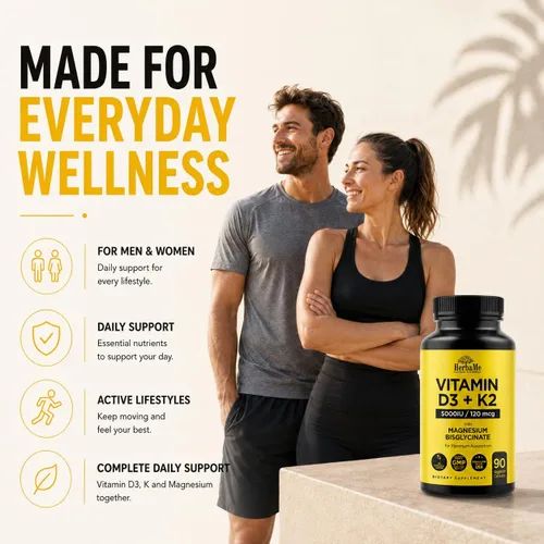 Vista 7 de HerbaMe Vitamina D3 5000 UI + K2 con fórmula de bisglicinato de magnesio