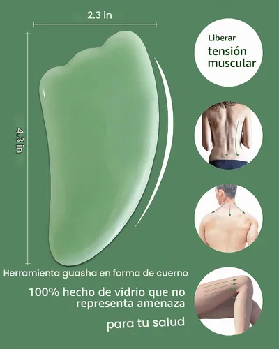 Vista 6 de MoHern 4 herramientas de masaje Gua Sha para cara y cuerpo, verde claro