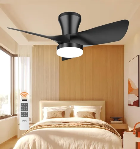 Vista 31 de OPONL Ventilador de techo de 52 pulgadas con luz y control remoto Negro